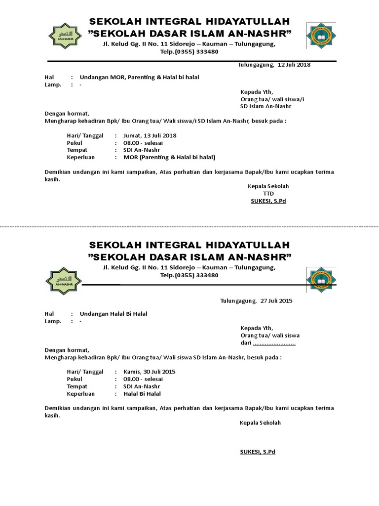 Undangan Halal Bi Halal 2018