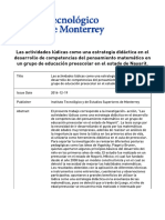 Acrtividades para Desarrollar Pensamiento Logico Matemático en Preescolar