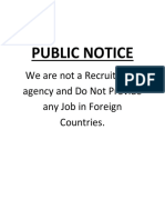 Public Notice: We Are Not A Recruitment Agency and Do Not Provide Any Job in Foreign Countries