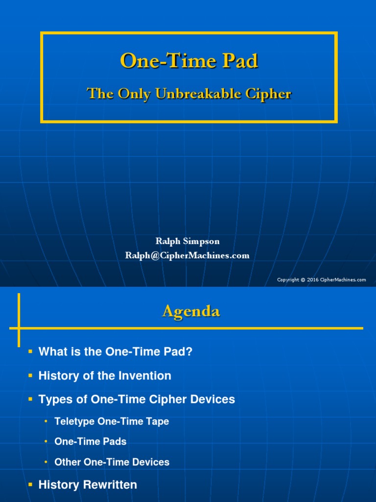 One Time Pad The Only Unbreakable Cipher | PDF | Espionage | Cybercrime