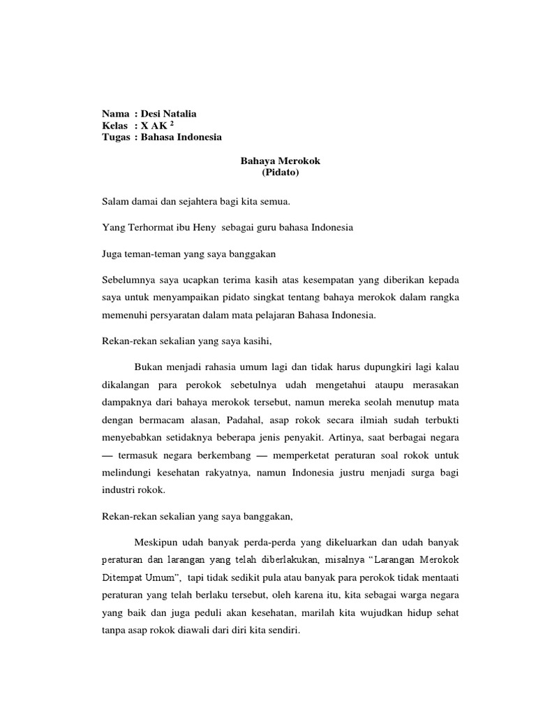 Teks Pidato Persuasif Tentang Rokok Kumpulan Contoh Teks Pidato
