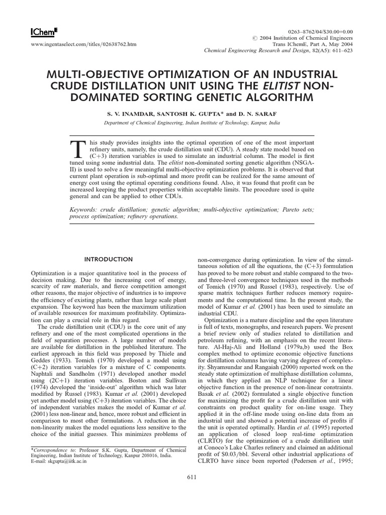 Multi-Objective Optimization of Crude Distillation | PDF | Mathematical ...
