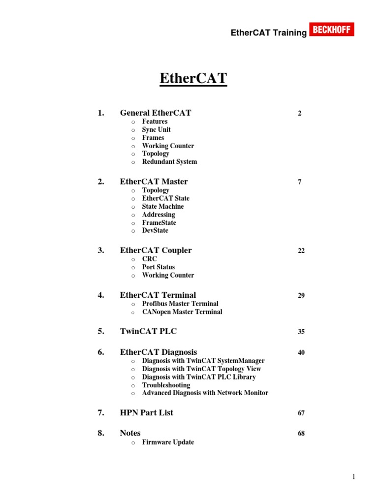 EtherCAT Training Overview and Features | PDF | Network Topology ...