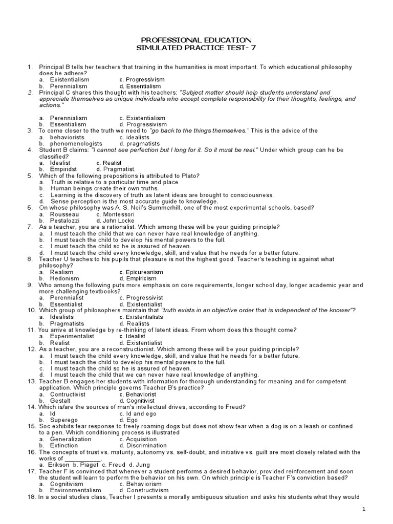 Simulated Practice Test-7 Professional Education | PDF | Median | Test ...