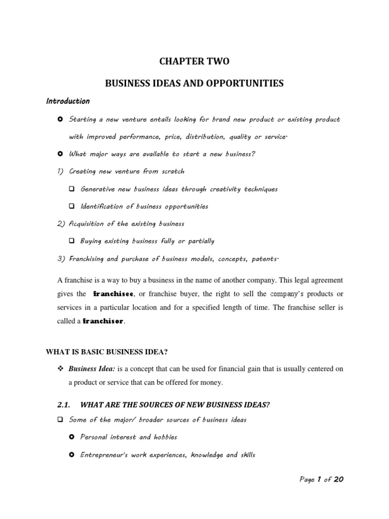 Business Ideas vs. Opportunities Explained | PDF | Brainstorming ...