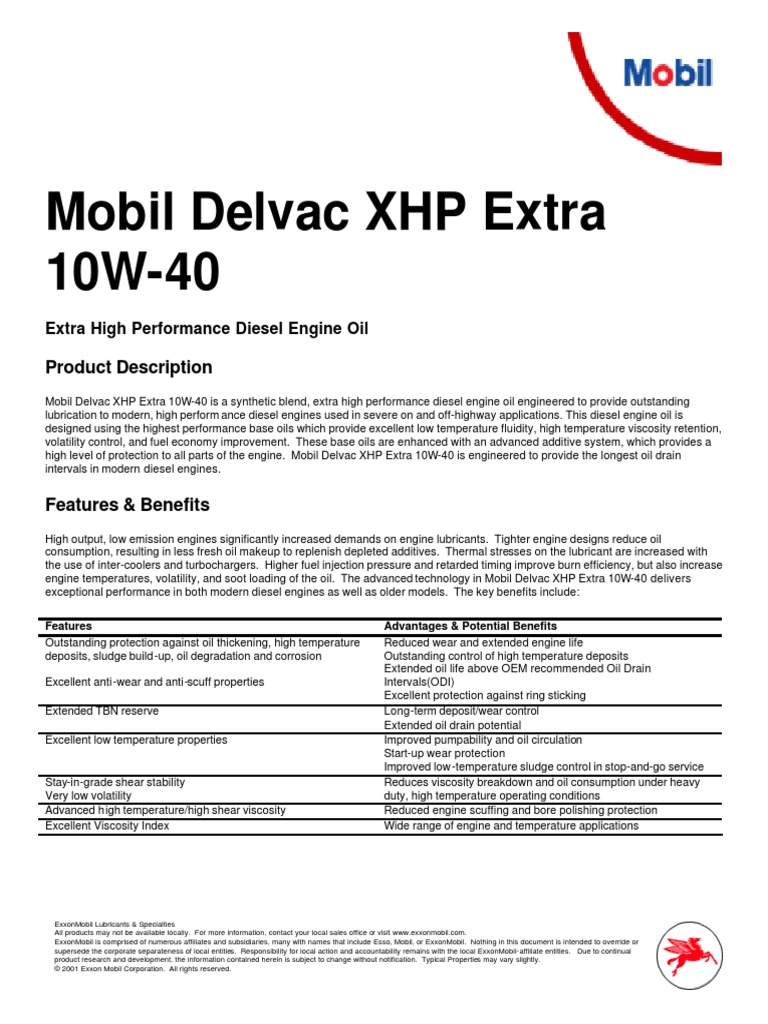 mobil_delvac_xhp_extra_10w40.pdf Motor Oil Exxon Mobil