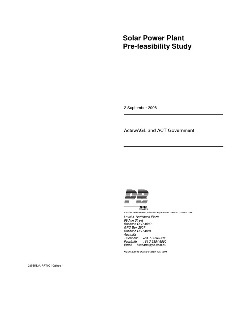 Solar Power Plant Pre Feasibility Study PDF | PDF | Solar Power ...