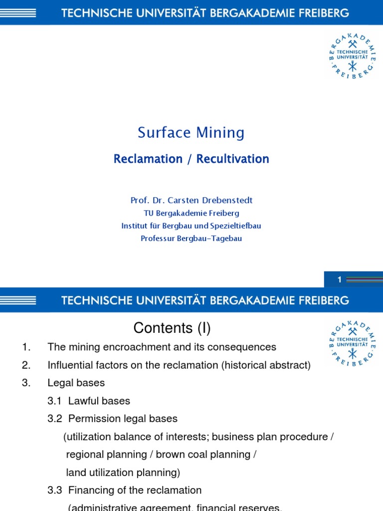 Reclamation Prof Drebenstadt | PDF | Surface Mining | Mining
