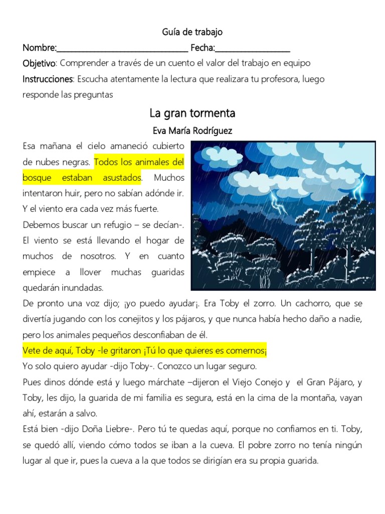 La Gran Tormenta Cuento | PDF | Ocio