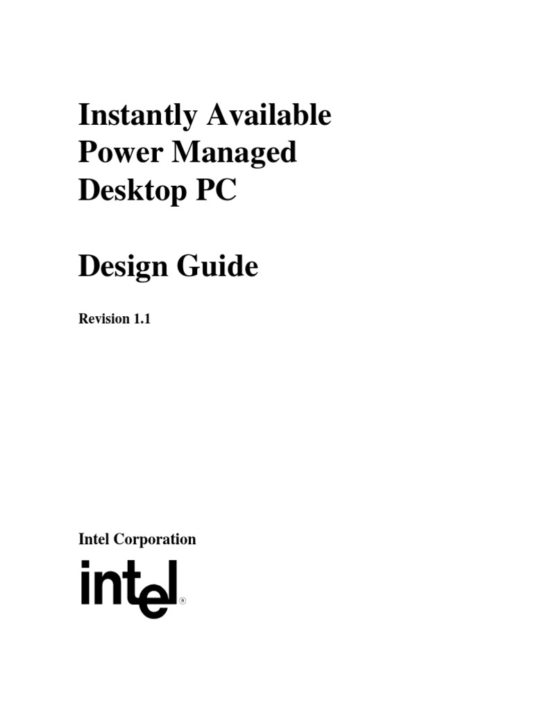 Instantly Available Power Managed Desktop PC Design Guide: Intel ...