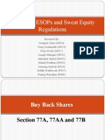 Buy Back, Esops and Sweat Equity Regulations