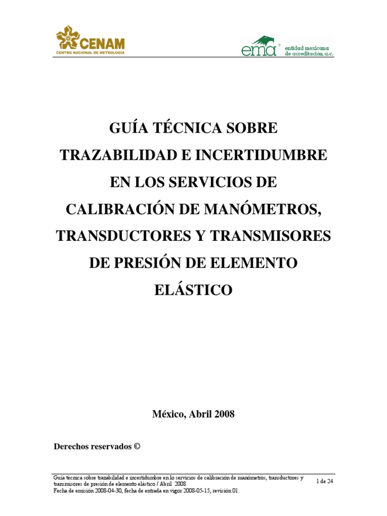 PDF - Calibracion CalibracionManometros PDF | PDF | Calibración | Medición