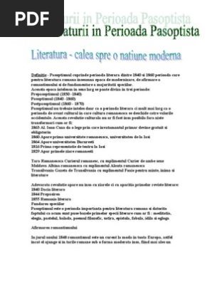 Pasoptismul Studiu De Caz