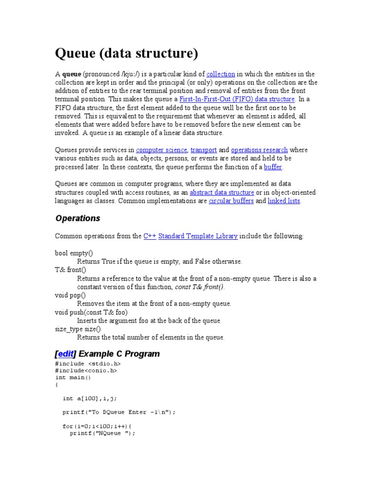 Queue (Data Structure) : Operations | PDF | Queue (Abstract Data Type ...