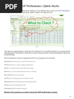 How To Check SAP Performance - Quick Checks