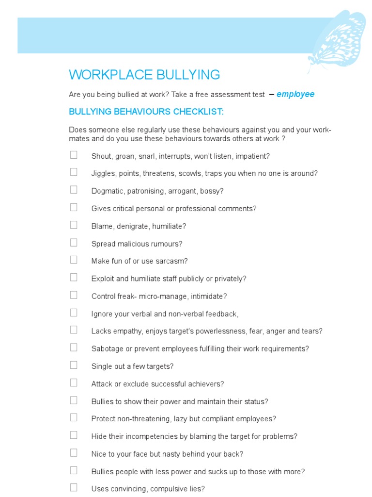 research questions on workplace bullying