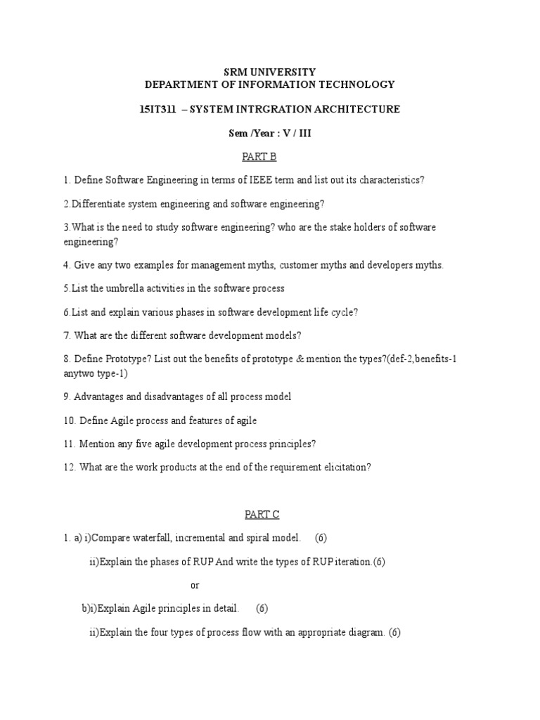 SIA Unit1 Questions | PDF | Software Development Process | Agile Software  Development