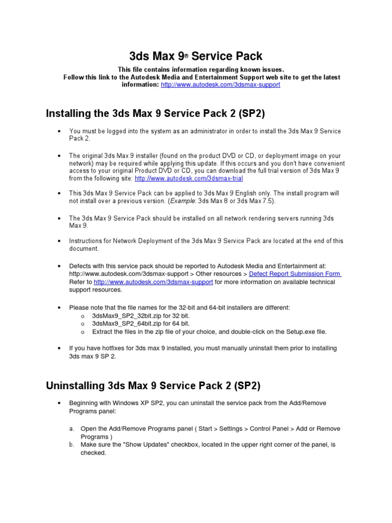 3dsmax9 Sp2 Readme0 Autodesk 3ds Max Command Line Interface