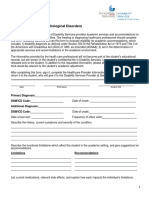 Psychological Disorders Verification Form