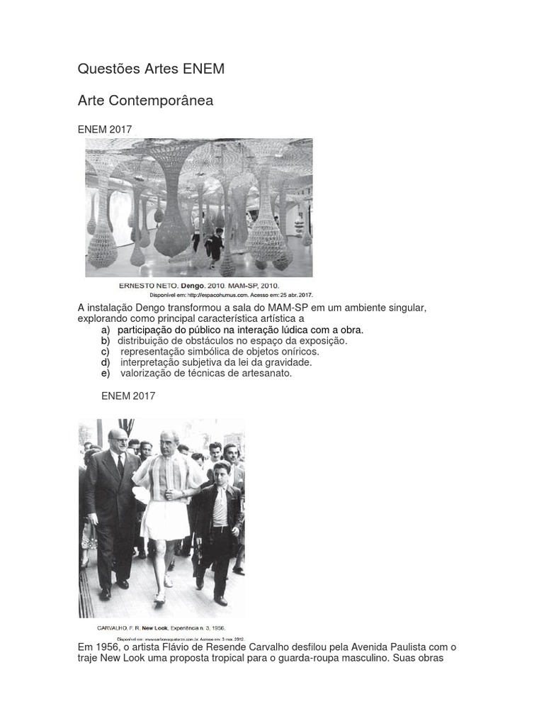 Questões Artes ENEM | PDF | Salvador Dalí | Modernismo