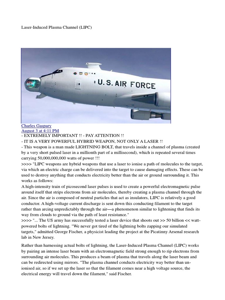 Laser-Induced Plasma Channel Weapon | PDF | Plasma (Physics)