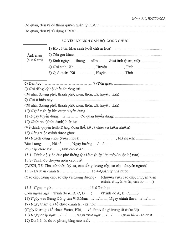 Mẫu 2c-bnv/2008 Mẫu 2c-bnv/2008 Thông tin, ảnh và video đầy đủ