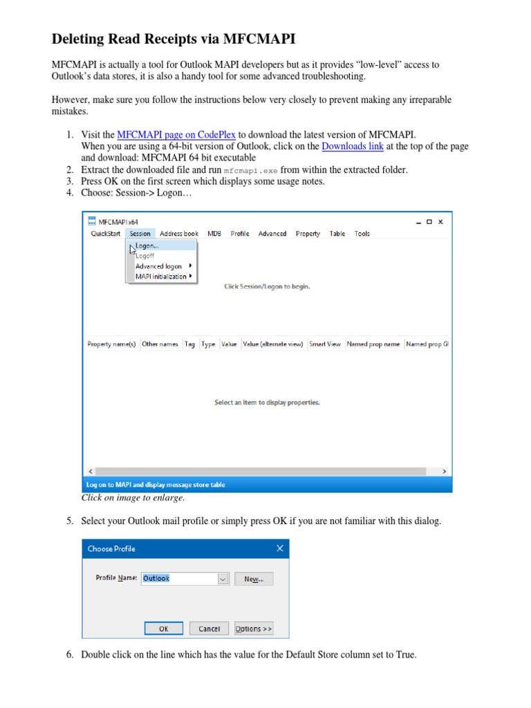Deleting Read Receipts Via MFCMAPI 64 Bit & 32 Bit. | PDF | Microsoft  Outlook | Computer File