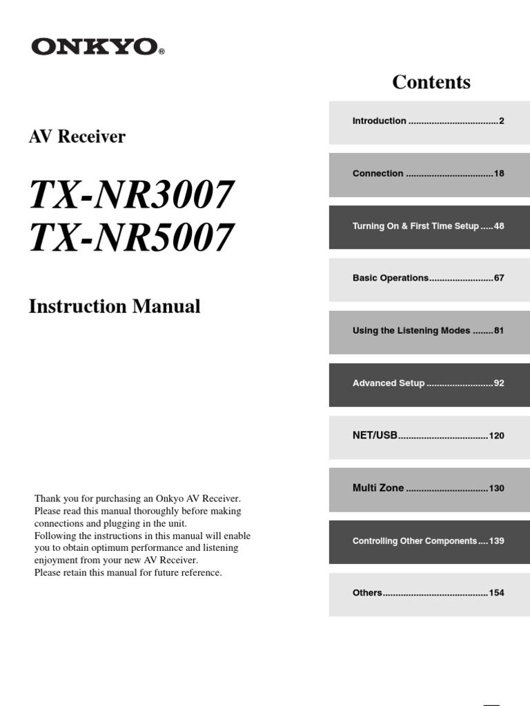 Manual TX-NR5007 English | Information And Communications Technology