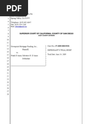 Defendant's Eviction Trial Brief