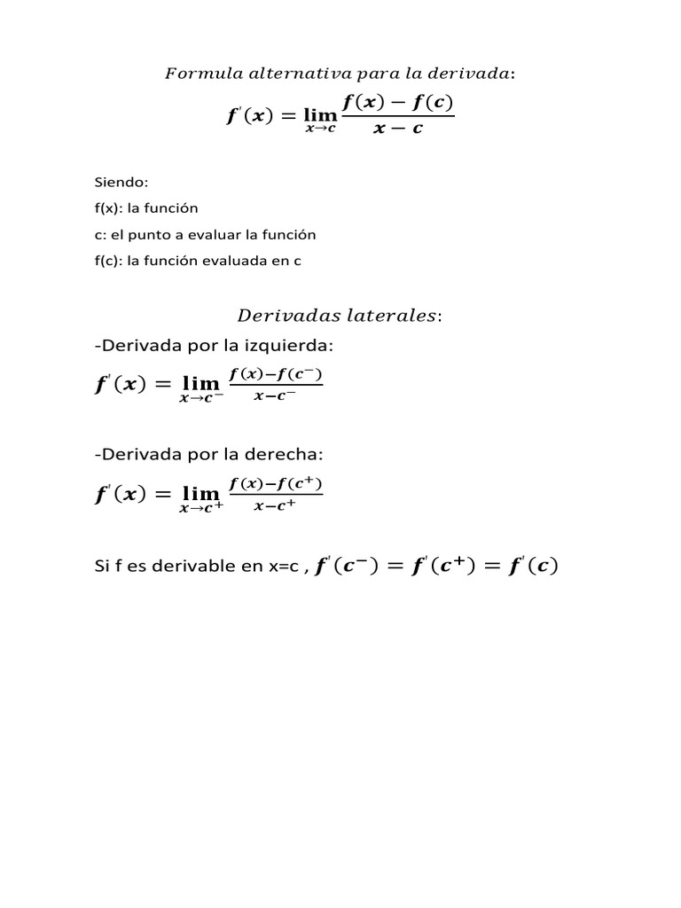 Formula Alternativa Para La Derivada