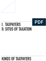 I. Taxpayers Ii. Situs of Taxation