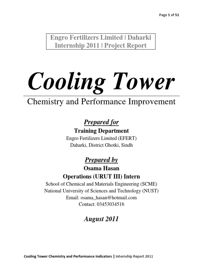 Cooling Tower Project Report PDF | PDF | Corrosion | Air Conditioning