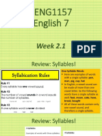 English 7 Week 2.1 Syllables and Word Stress Review