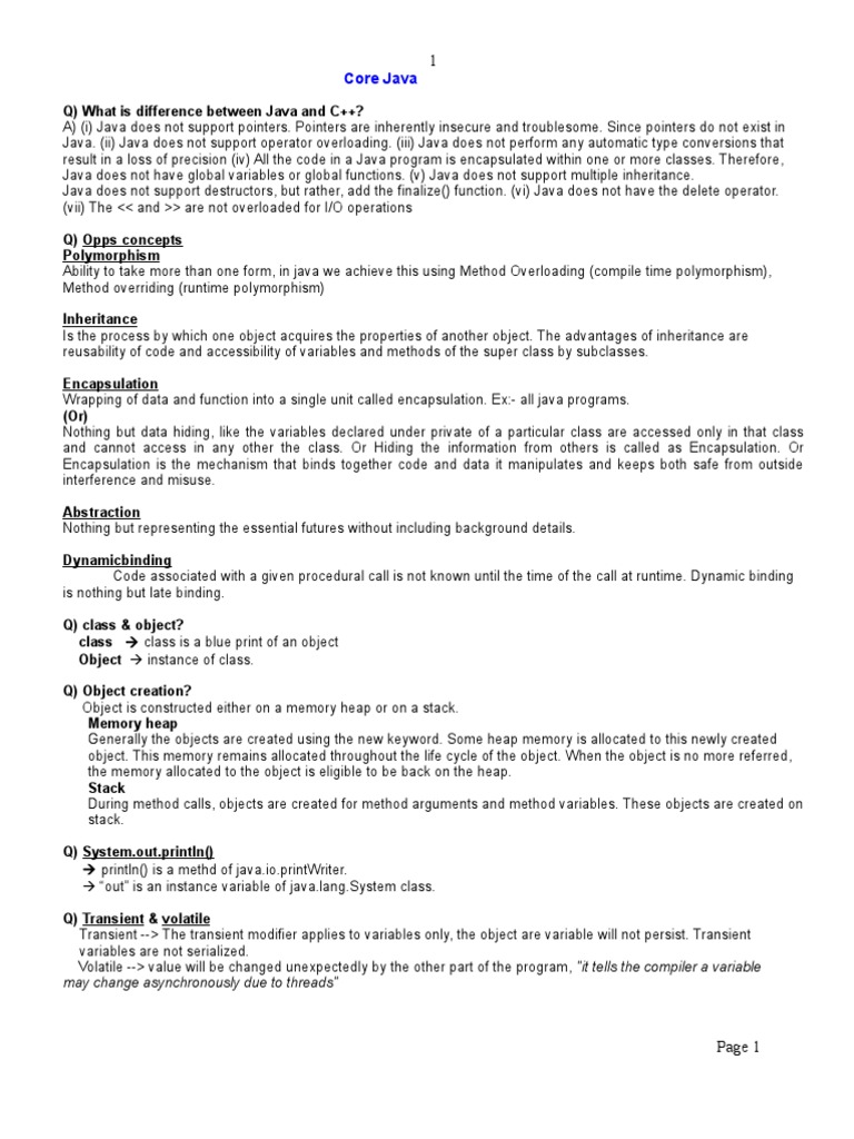 Core Java FAQs and Concepts | PDF | Class (Computer Programming ...