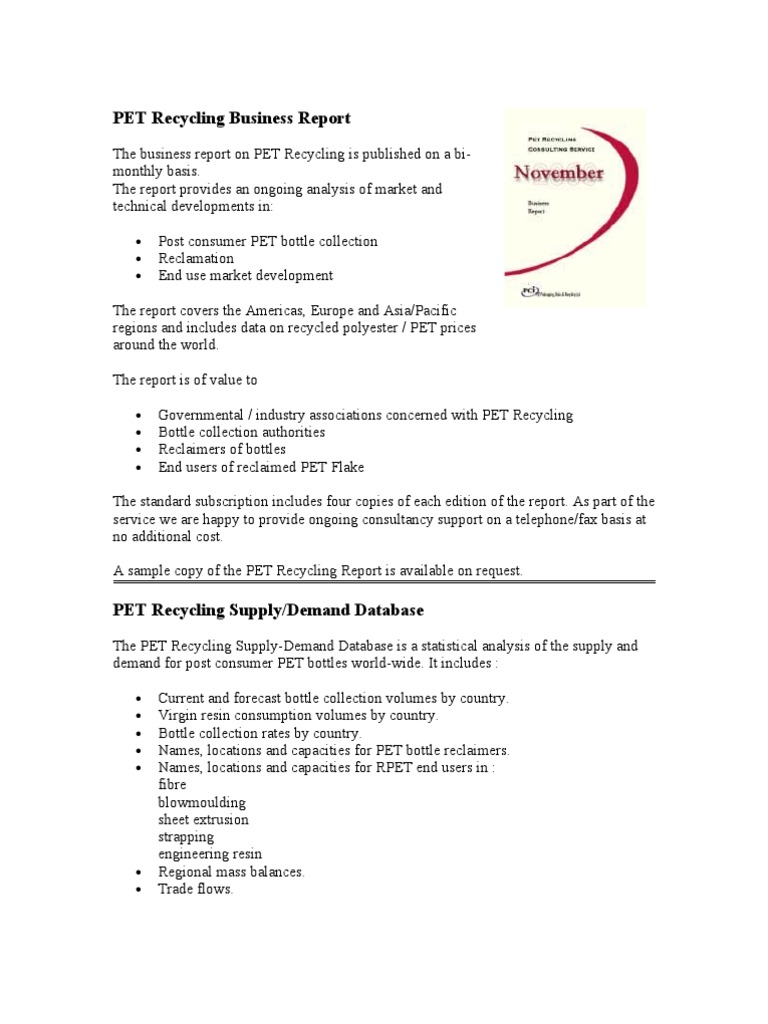 PET Recycling Business Report PDF Polyester Amorphous Solid