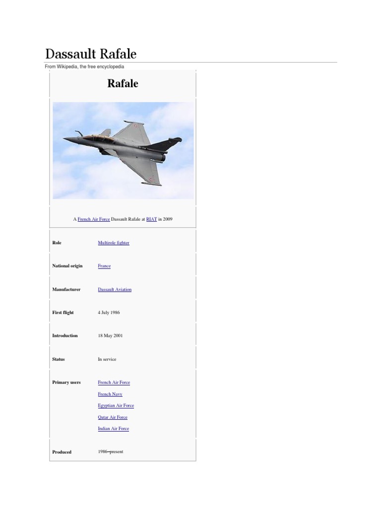 Dassault Rafale | PDF | Aviation | Military Aviation