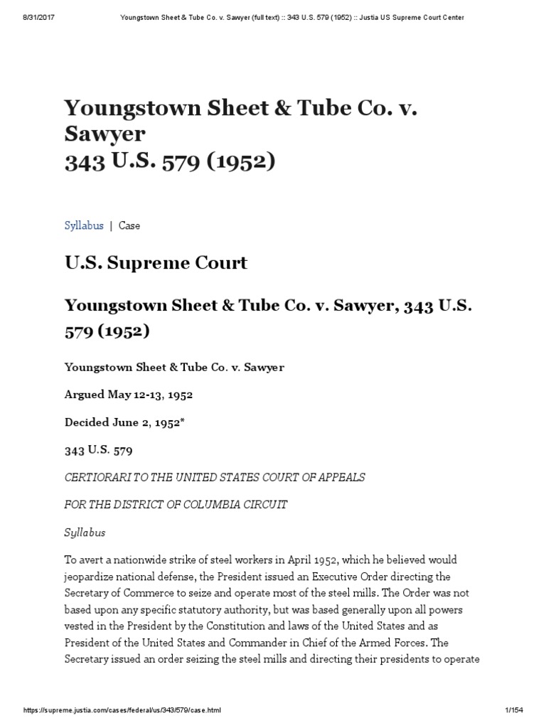 343US579 Youngstown Sheet & Tube Co. v. Sawyer Download Free PDF