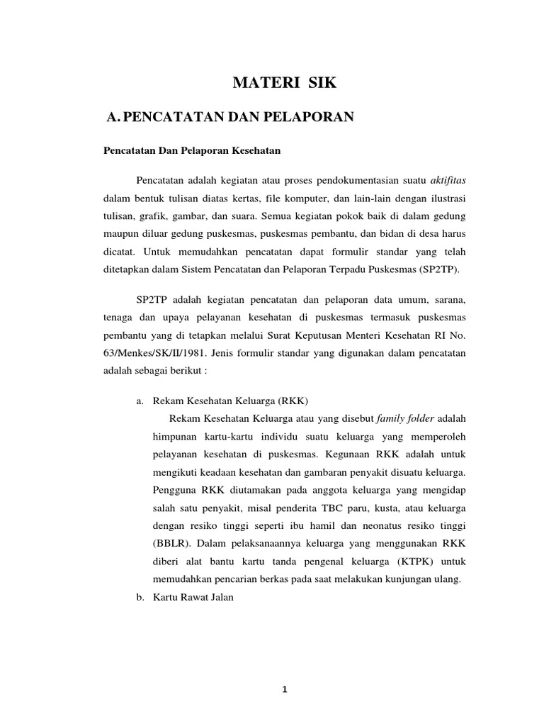Materi Sik A Pencatatan Dan Pelaporan