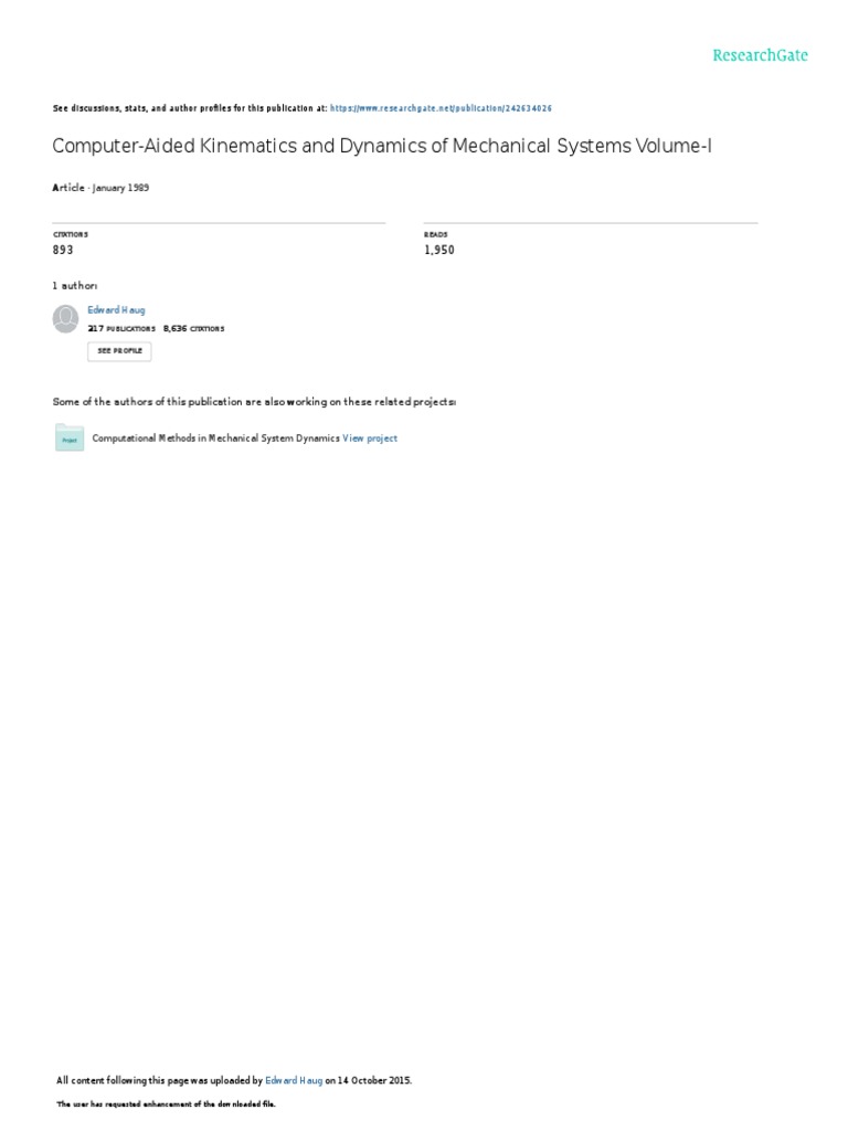 Computer-Aided Kinematics and Dynamics of Mechanic | PDF