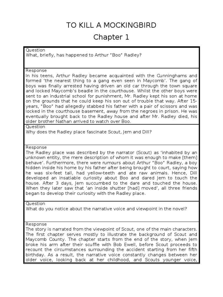 Chapter Analysis of To Kill A Mockingbird | PDF | To Kill A Mockingbird