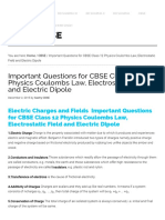 Important Questions for CBSE Class 12 Physics Coulombs Law, Electrostatic Field and Electric Dipole.pdf