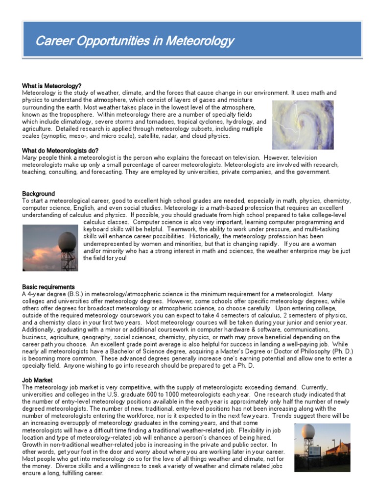 Career Opportunities Meteorology | PDF | National Weather Service ...