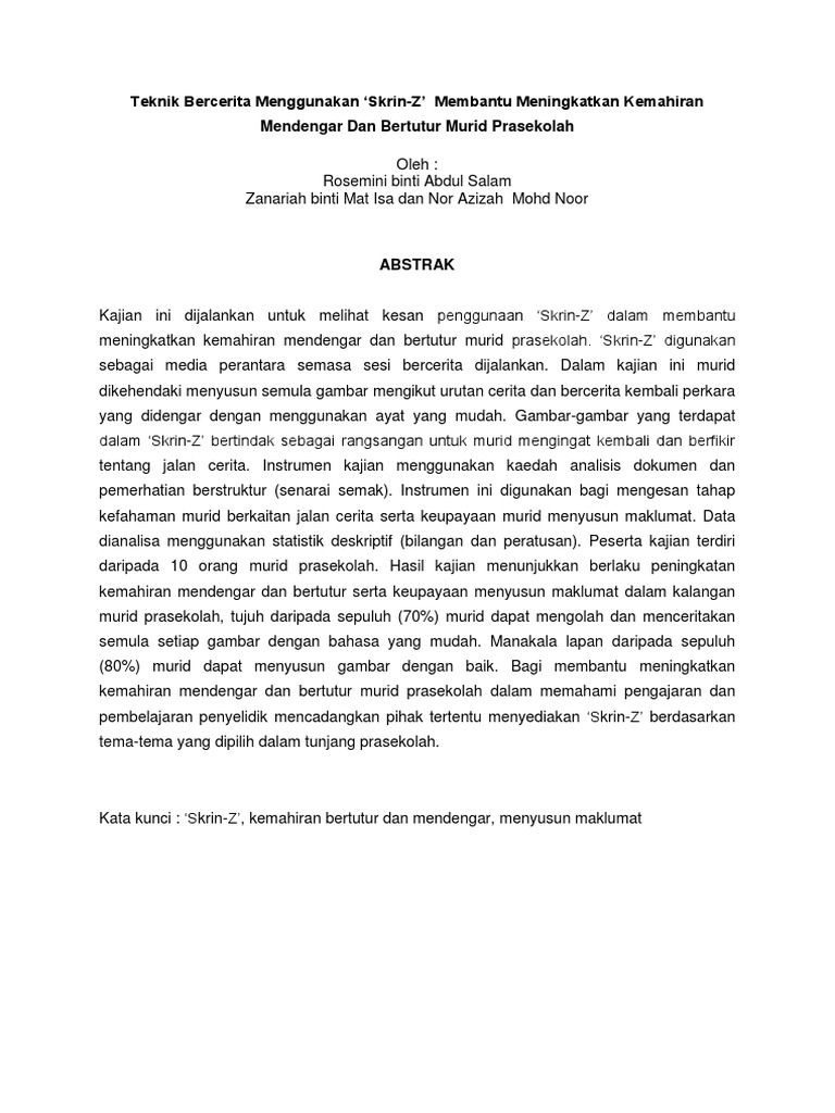 Kajian Tindakan Teknik Bercerita Skrin Z Pdf