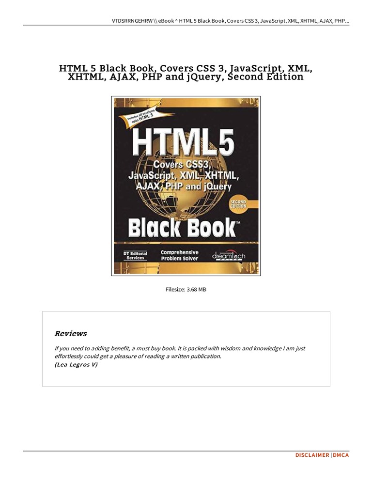 HTML 5 Black Book Covers Css 3 Javascript XML XH PDF | PDF | Html5 | Html