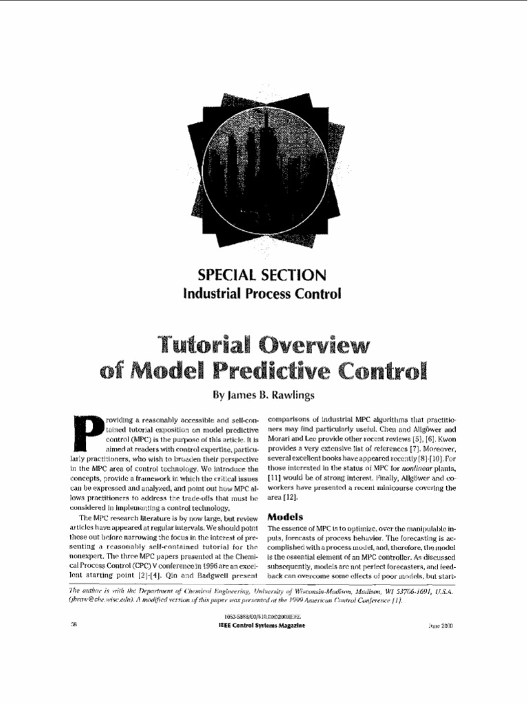 Rawlings, 2000 - Tutorial Overview of Model Predictive Control | PDF ...