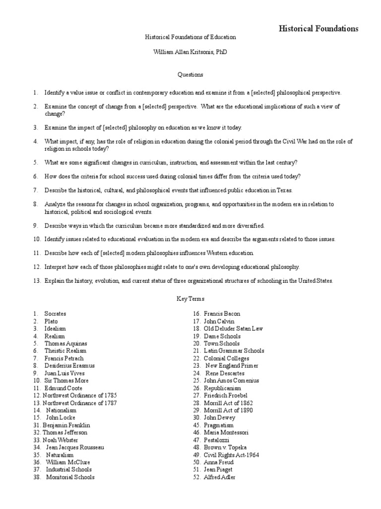Historical Foundations of Education | Download Free PDF | University ...