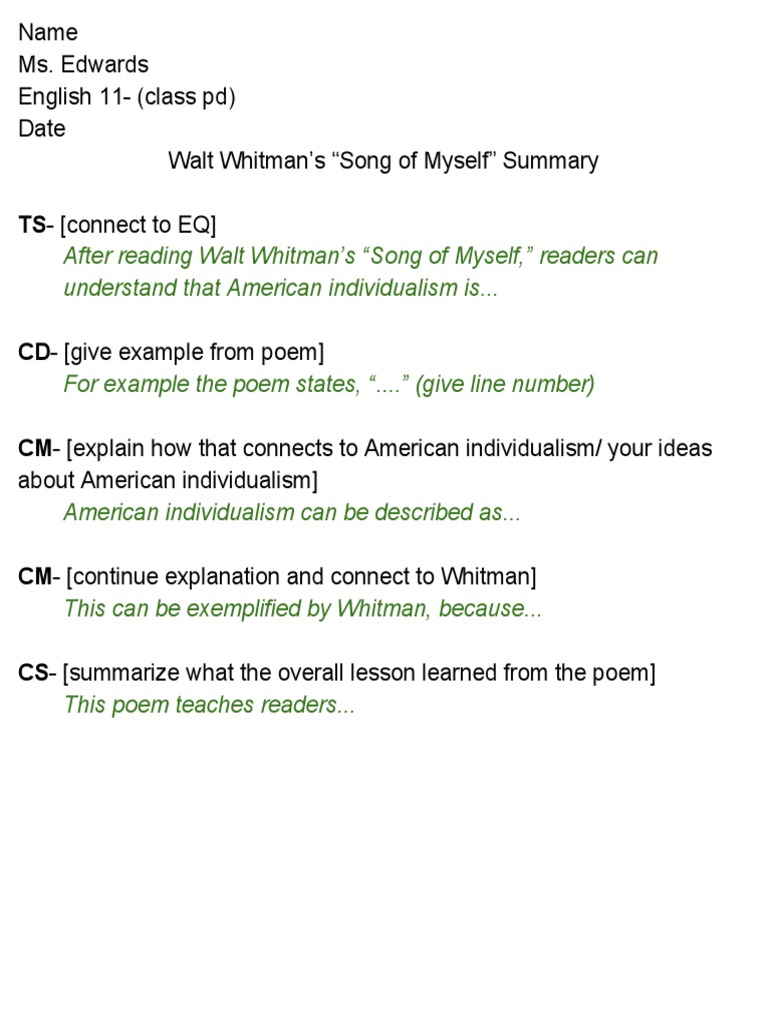 Walt whitman song of myself pdf