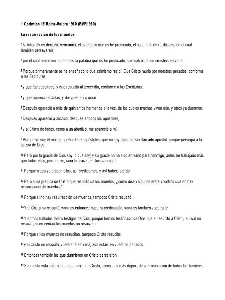 1 Corintios 15 Reina De Valera