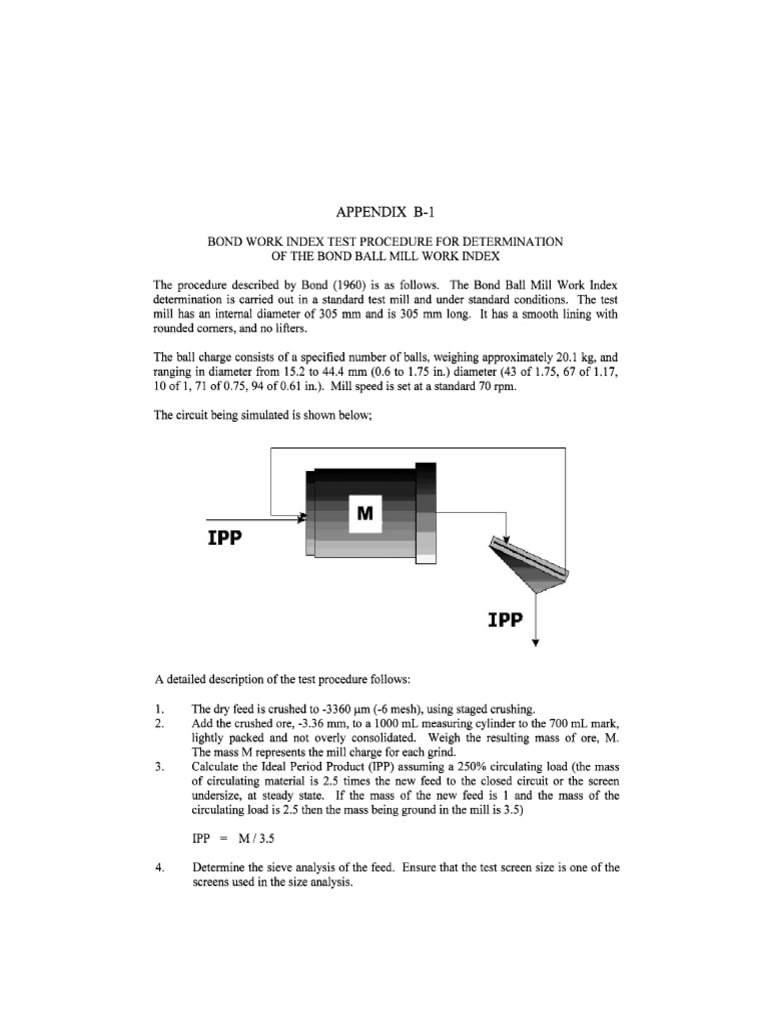 Appendix B-1 Bond Work Index Test Procedure For Determination of The ...