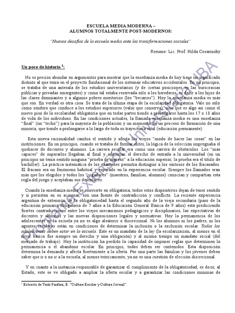 Desafíos de la Escuela Media Actual | PDF | Educación Secundaria ...